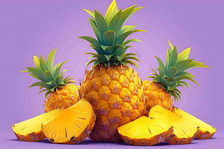 多汁可口的水果菠萝插画