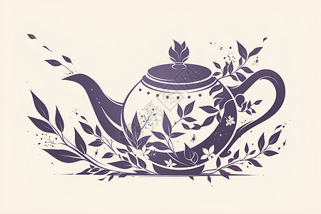 艺术茶具绘画的茶壶插画插画