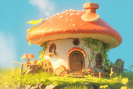 红顶蘑菇屋背景图片