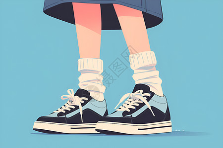 卡通长袜子腿上的运动鞋插画