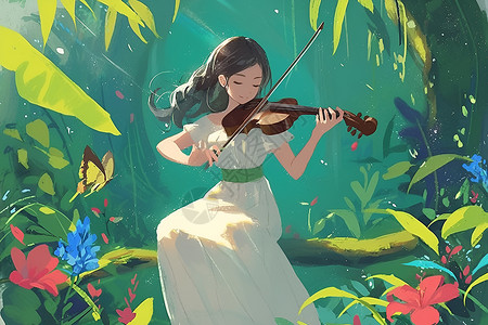 迷幻梦境中的小提琴女神高清图片