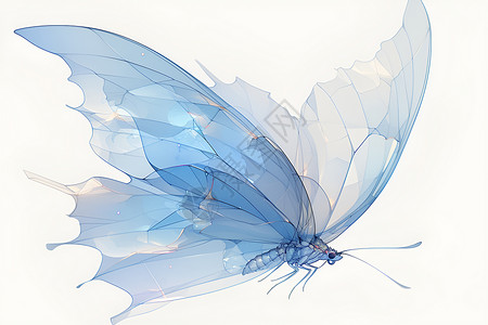 蓝色蝴蝶插画背景图片