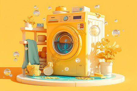 家用洗衣机的模型插画