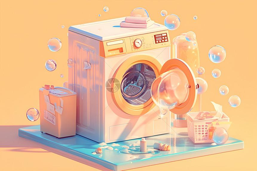 洗衣机和气泡图片