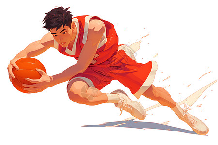 正脸男亚洲男篮球运动员插画