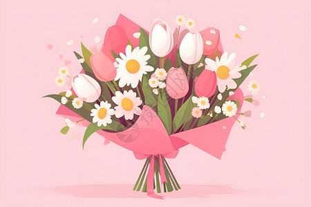 美丽的自然粉色花束的插画插画