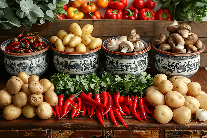 健康的土豆和辣椒图片