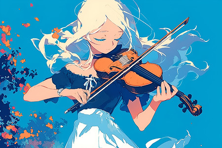 天才少女的小提琴独奏高清图片