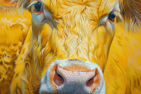 黄牛的白色鼻子和鼻孔插画