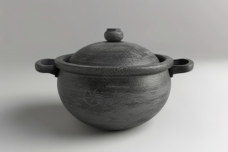 黑色陶瓷花瓶黑色的锅背景