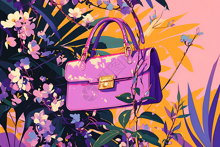 名牌包包紫色的手提袋插画