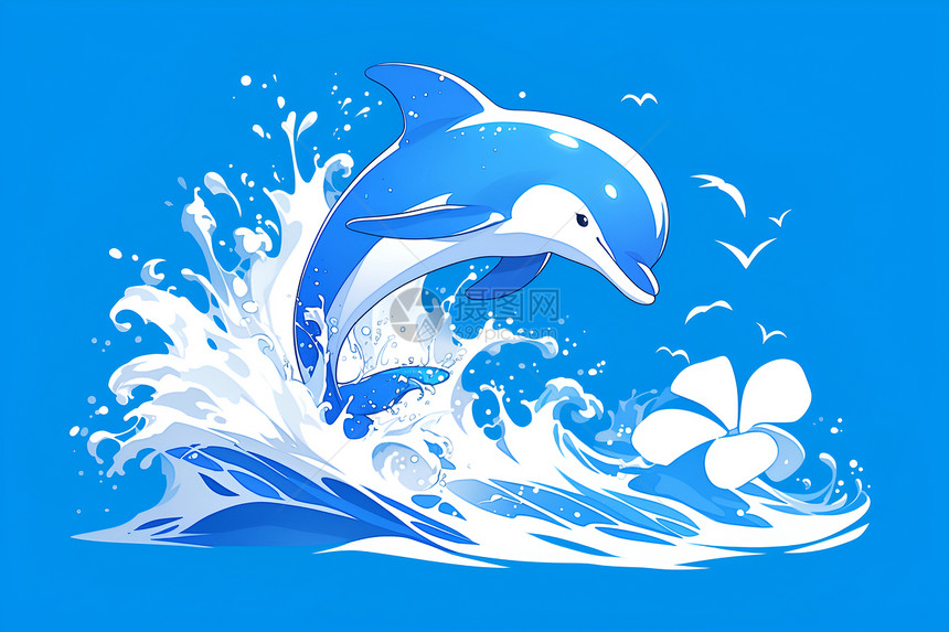 水中跃出一只海豚图片