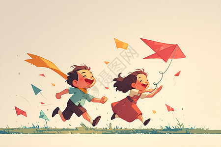 快乐奔跑的孩子背景图片