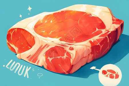 猪肉堡一块肉插画