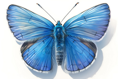 蓝色飞翔的翅膀蓝色蝴蝶标本插画