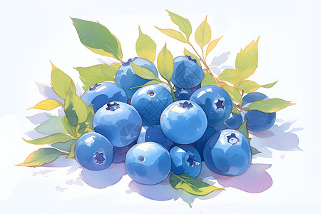蓝莓浆果蓝莓水果插画