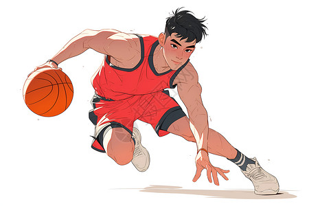 卡通篮球培训班一名篮球球员插画