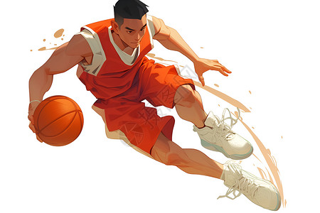 卡通篮球运动球员展示旋球技巧插画