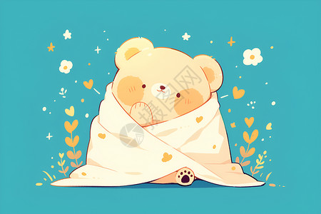 宝宝毯子温馨的小熊宝宝插画
