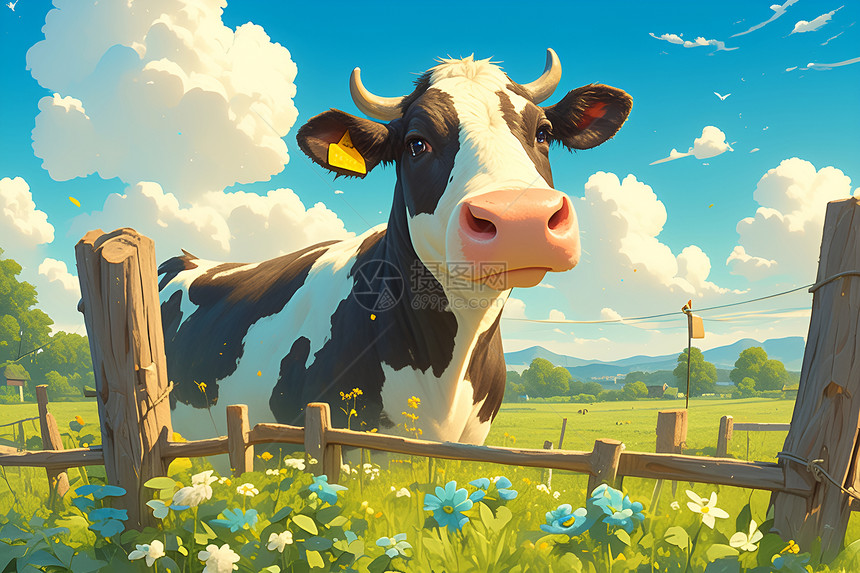 奶牛在田野里图片