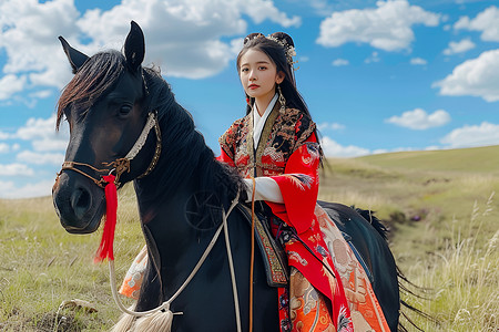 中国姑娘骑马高清图片