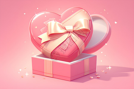 爱心情人节边框可爱卡通风格的礼盒插画