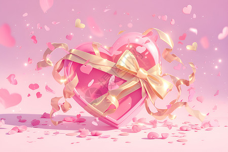 心形礼盒边框粉色心形礼盒插画