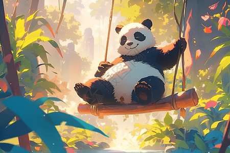 神秘森林中的熊猫王国高清图片