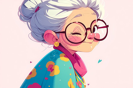 慈祥的奶奶慈祥的眼镜奶奶插画