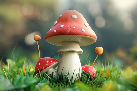 菌类美食红色的蘑菇设计图片
