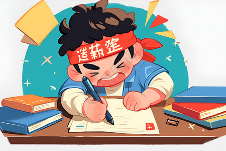 勤奋学习的男孩高清图片