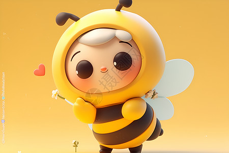甜蜜的卡通蜜蜂背景图片