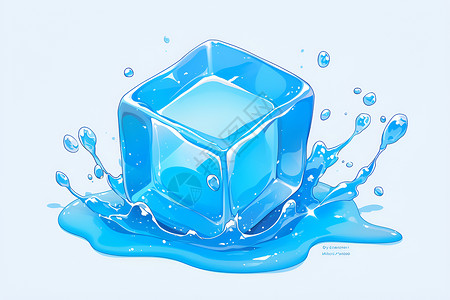 水珠的素材水滴从冰块中落下插画