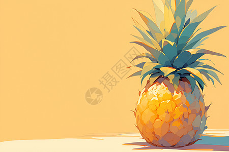 可口菠萝绘画的水果菠萝插画