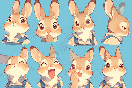 小兔子表情包快乐的小兔子插画
