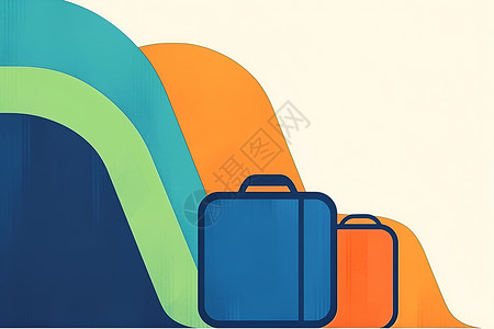 色彩组合绚丽色彩的行李箱组合插画