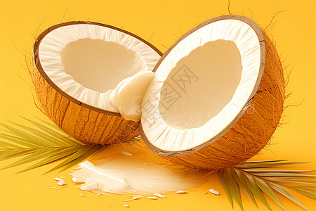 切开的椰子背景图片