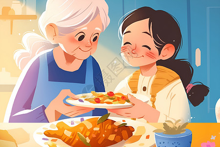 分享食物素材奶奶分享美食插画