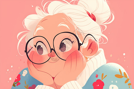 可爱老奶奶和蔼可爱的老奶奶插画