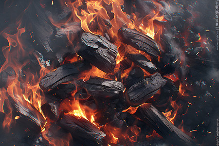 木材燃烧温暖的火焰插画