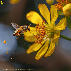 飞舞黄色金币一只小蜜蜂采蜜背景