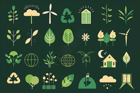 绿色环保标志绿色的标志插画