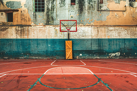 破旧的篮球场背景图片
