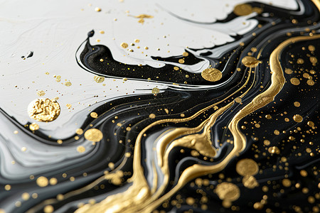 苹果手机黑色黑金色的液体插画