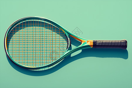 蓝色的球网网球球拍高清图片