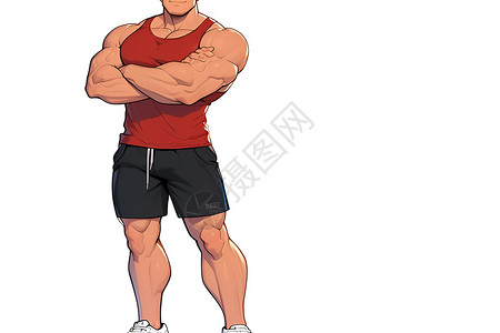 强壮健壮男子展示肌肉插画