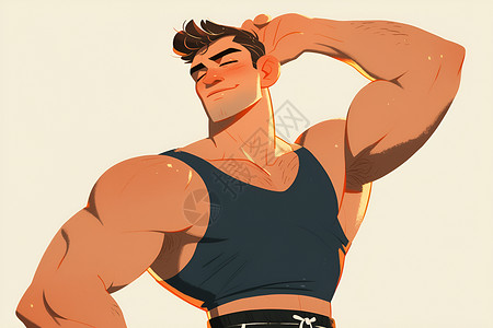 健壮日坛展示的肌肉男子插画