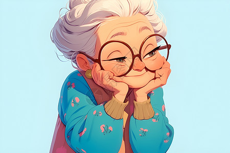 一位慈祥的奶奶插画