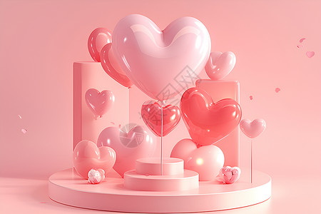 粉色心形气球浪漫心形气球设计图片