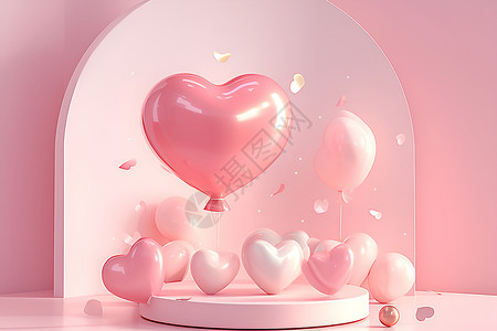 心形浪漫浪漫心形气球背景设计图片